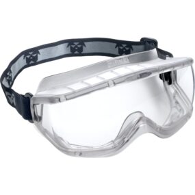 Occhiali di sicurezza NERI G04 a piena vista in PC, antigraffio, antiappannamento, trasparenti